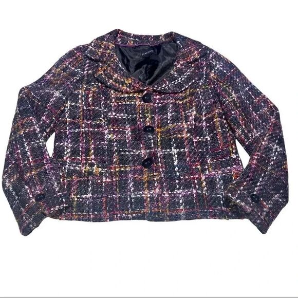 Dialogue Gray Rainbow Threading Wool‎ Button Up Collared Blazer Jacket Size 16 - Picture 1 of 9